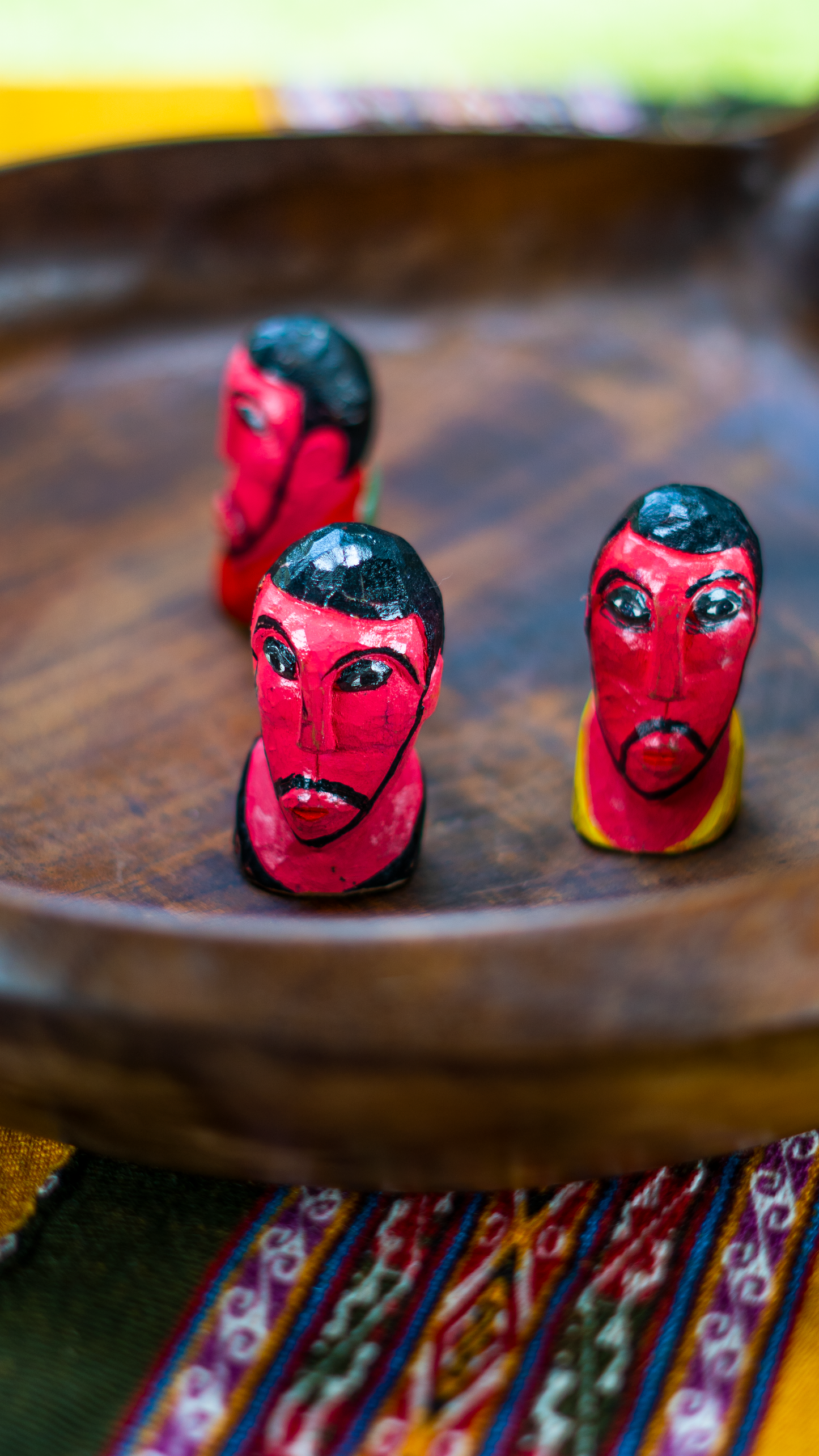 Mid-century Wooden Bowl with Trio