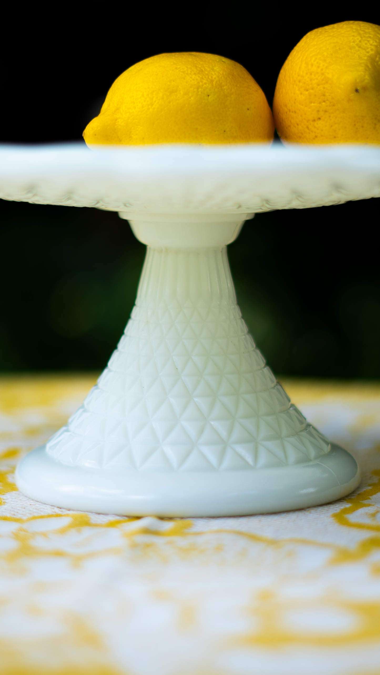 Latticed Edge Milk Glass Cake Pedestal