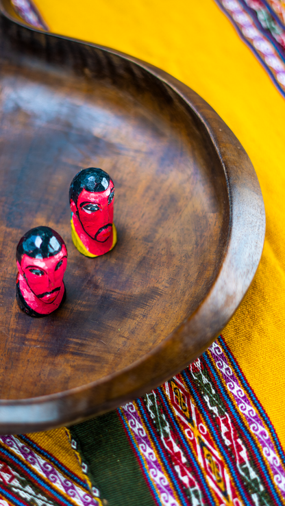 Mid-century Wooden Bowl with Trio