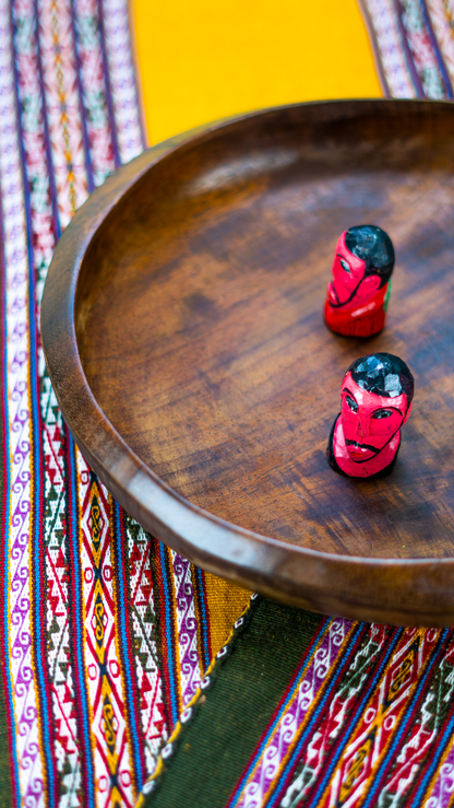 Mid-century Wooden Bowl with Trio