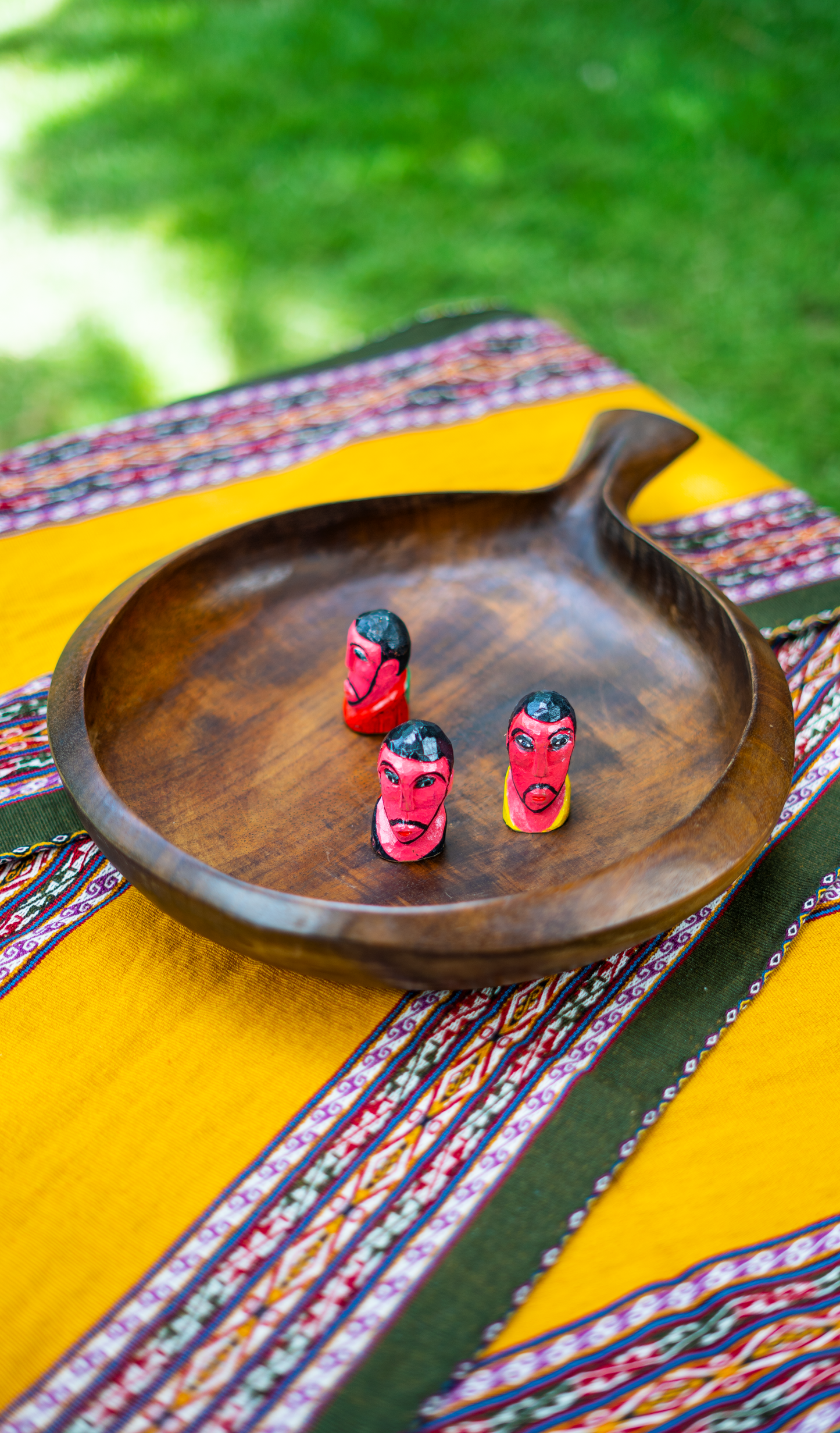 Mid-century Wooden Bowl with Trio