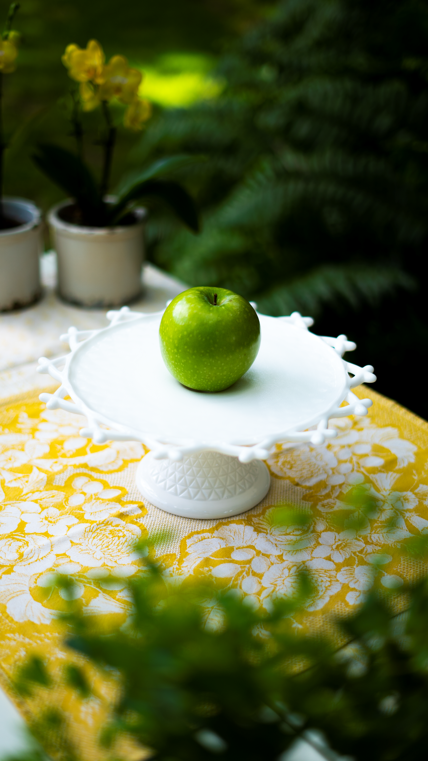 Crisscross Milk Lattice Pedestal