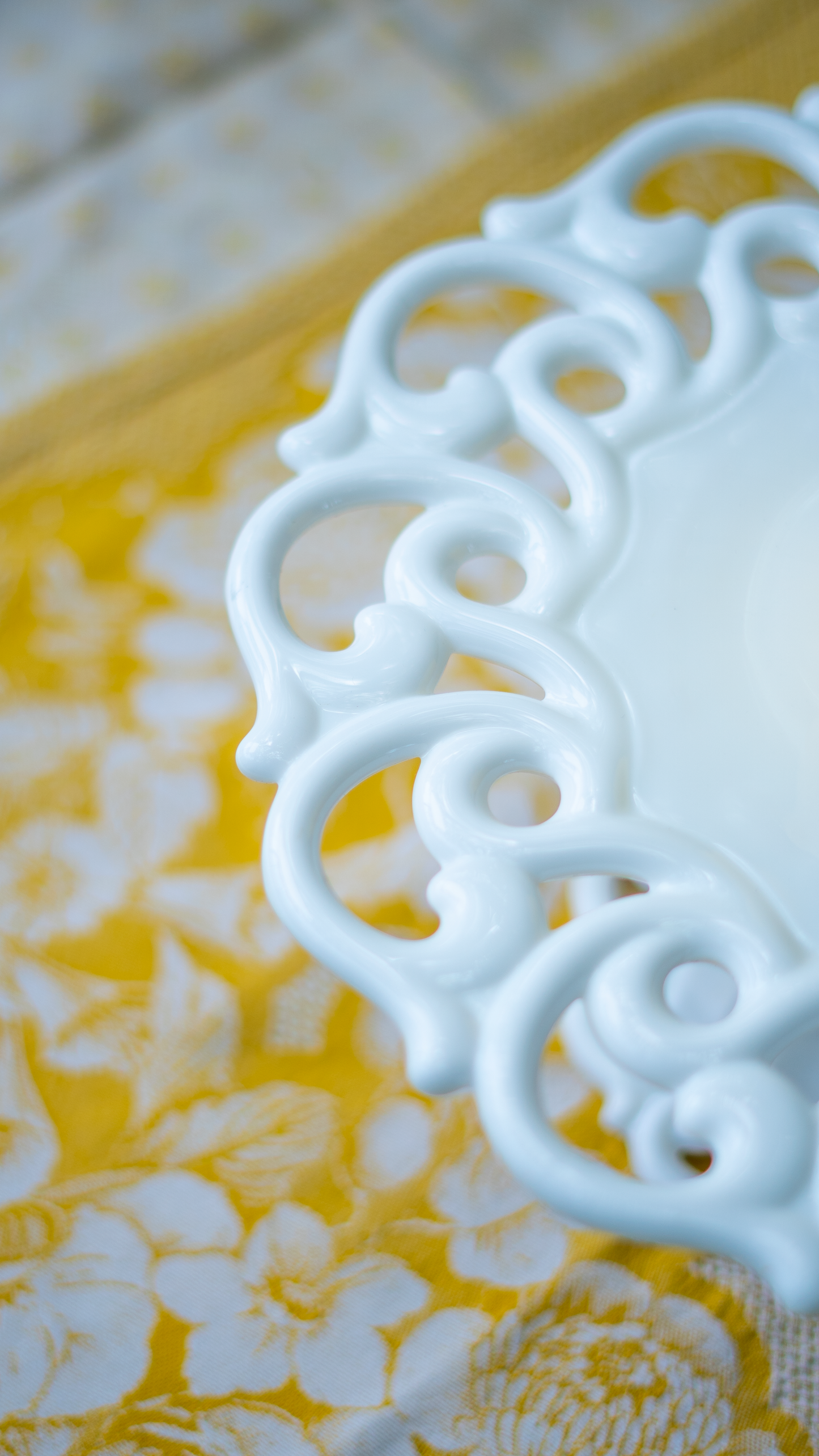 Swirled Edges Milk Glass Cake Pedestal