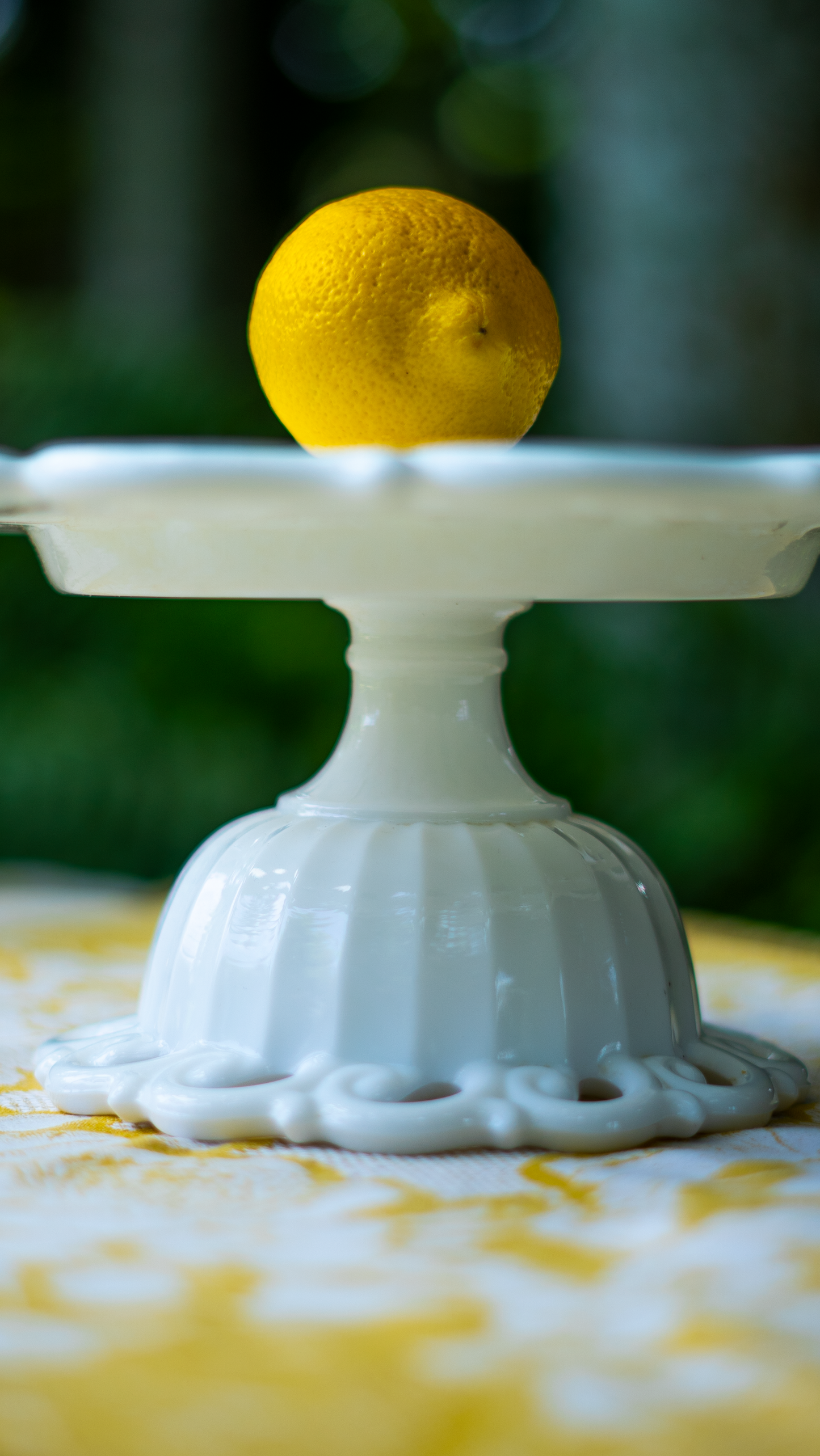 Swirled Edges Milk Glass Cake Pedestal