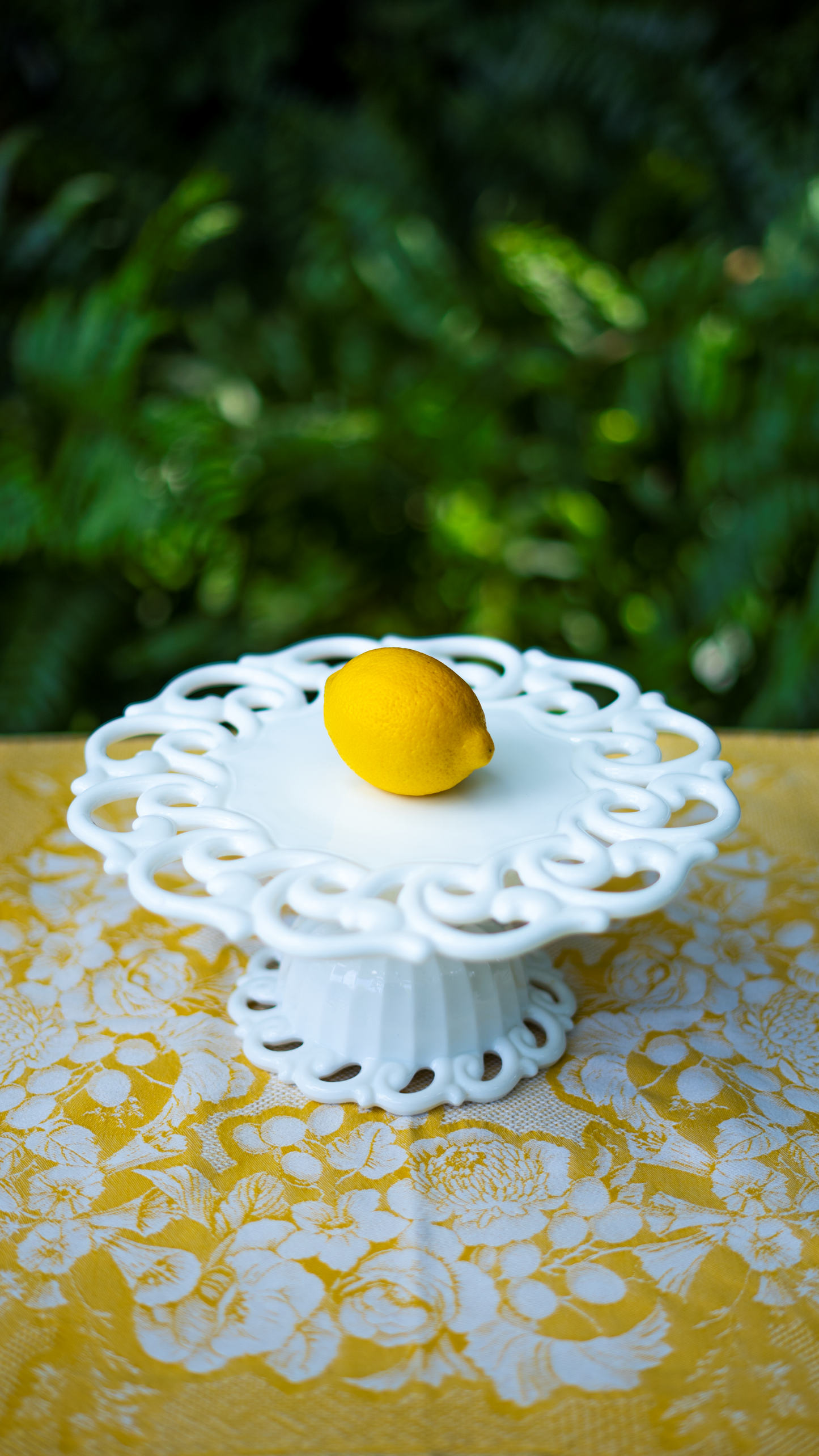 Swirled Edges Milk Glass Cake Pedestal