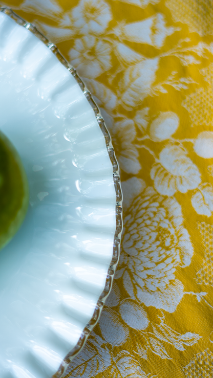 Vintage Fluted Milk Glass Pedestal