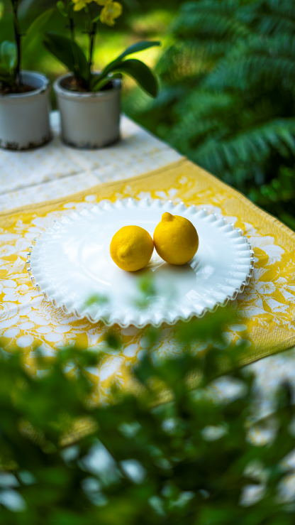 Vintage Fluted Milk Glass Pedestal